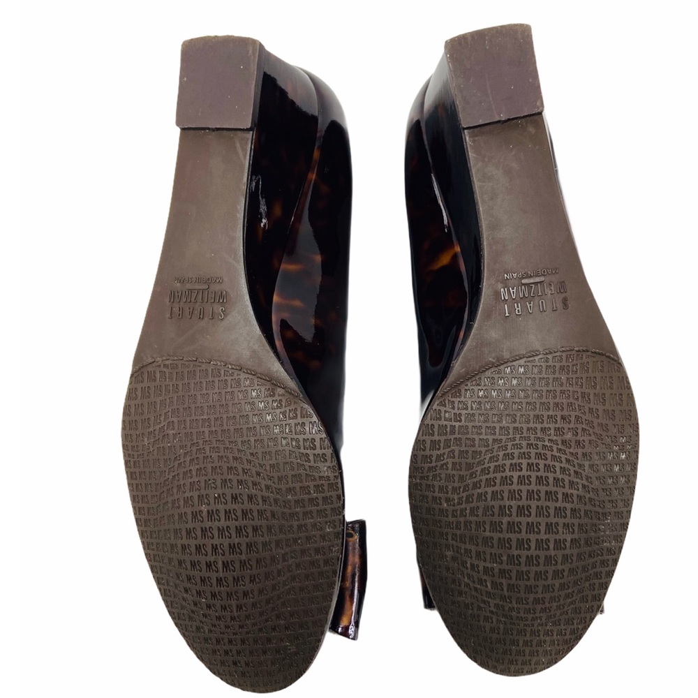 Stuart Weitzman Tortoise Patent Women’s 6 Shoes Caring Brown Demi Wedge Shoes - Picture 13 of 16